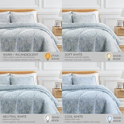 Southshore Fine Living, Inc. Boho Quilt Set, Lightweight Bedspread, Summer Coverlet, 3-Piece Paisley Bedding Set with Two Matching Pillow Shams, California King Quilts, Blue Paisley