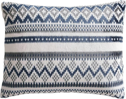 Eddie Bauer - Twin Comforter Set, Reversible Plush Bedding with Matching Sham, Dorm Essentials, Oeko-Tex Certified (Shelton Fair Isle Navy)