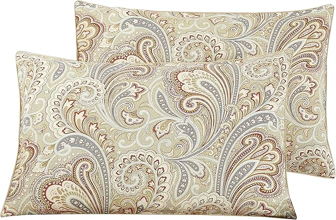 WINLIFE 100% Cotton Pillowcases Queen Paisley Printed Pillow Cases Set of 2 Queen Pillowcase Decorative Pillow Cover (Queen 20x30'', Paisley)