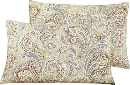 WINLIFE 100% Cotton Pillowcases Queen Paisley Printed Pillow Cases Set of 2 Queen Pillowcase Decorative Pillow Cover (Queen 20x30'', Paisley)