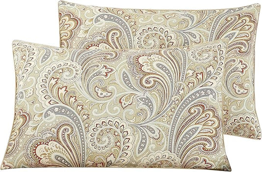 WINLIFE 100% Cotton Pillowcases Queen Paisley Printed Pillow Cases Set of 2 Queen Pillowcase Decorative Pillow Cover (Queen 20x30'', Paisley)