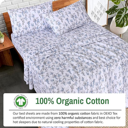 RUVANTI 100% Organic Cotton Sheets Twin Size, Percale Weave, GOTS Certified, 3-Piece Set, Deep Pocket 15", Crisp & Breathable, Soft Durable Bedding, Sábanas Algodón Orgánico – Deluxe