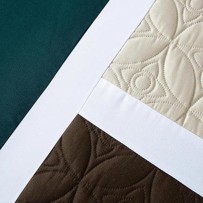 Chezmoi Collection Upland 7-Piece Quilted Patchwork Comforter Set, Teal/Beige/Brown, King