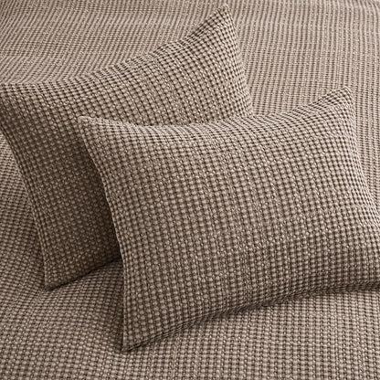 Levtex Home Mills Waffle Twin XL/Twin Quilt Set (68x86in) with 1 Pillow Sham (26x20in) - Cocoa - Cotton Waffle Twin Size Quilt Bedding Set - Lightweight, Soft, Pre-Washed