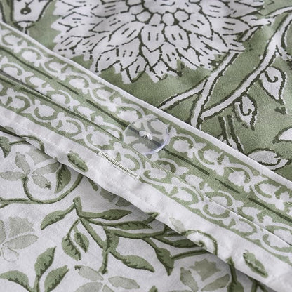 Levtex Home Adare Sage Reversible Twin Duvet Cover Set (68x88in) with 1 Pillow Sham (26x20in) - Floral Bedding - Sage and White - 100% Cotton Twin Size Duvet Cover Set - Soft, Pre-Washed