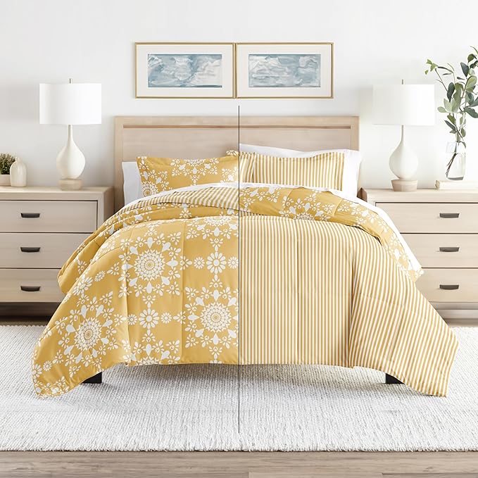 Linen Market Reversible King Size Comforter Set (3 Piece) - Bring Luxury Home with Our Soft and Lightweight Down Alternative Comforter King Set - This Includes Your King Comforter and 2 Pillow Shams