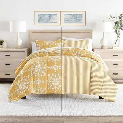 Linen Market Reversible King Size Comforter Set (3 Piece) - Bring Luxury Home with Our Soft and Lightweight Down Alternative Comforter King Set - This Includes Your King Comforter and 2 Pillow Shams