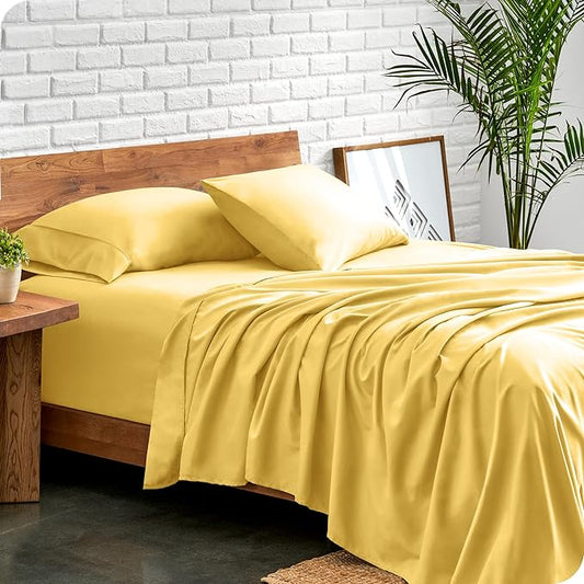 Bare Home Twin XL Sheet Set - 1800 Ultra-Soft Microfiber Twin Extra Long Bed Sheets - Double Brushed - Deep Pockets - Easy Fit - 3 Piece Set - Bedding Sheets & Pillowcases (Twin XL, Lemon Drop)