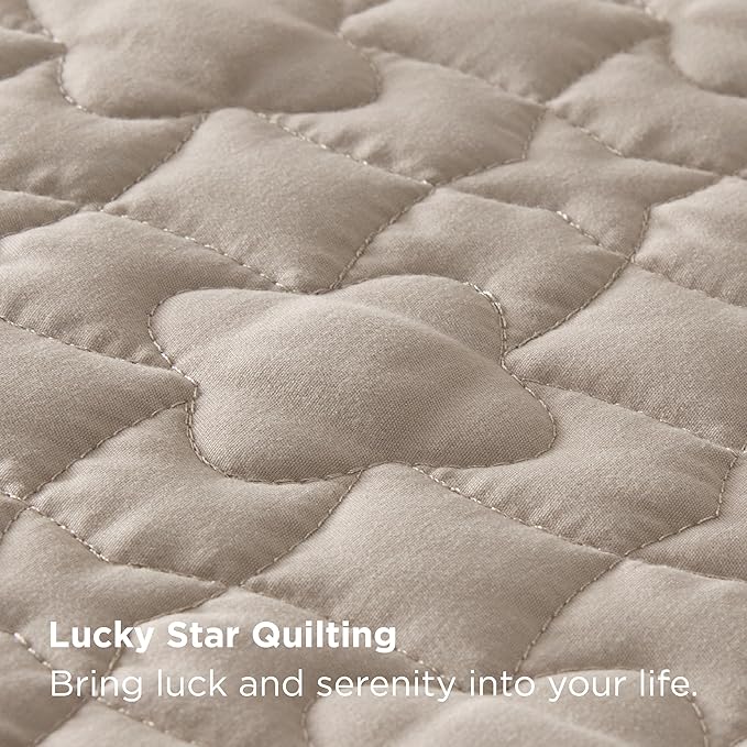 Bedsure Quilts Queen Size - Lightweight Bedspreads Queen Size with Lucky Star Quilting, Soft Quilt Bedding Set, Taupe Comforter Set Coverlet for All Seasons with 2 Pillow Shams (90" x 96") | Skin-Friendly Soft, All-Season Comfort, Breathable, Lightweig...