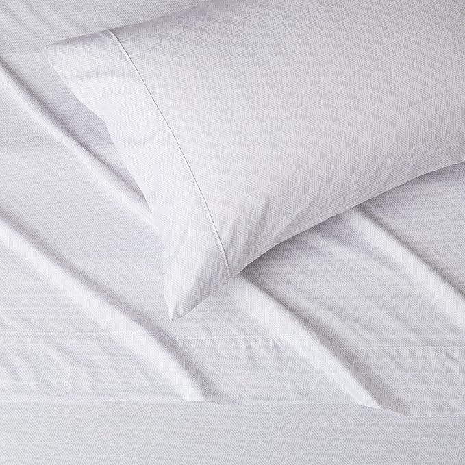 Amazon Basics Lightweight Super Soft Easy Care 3-Piece Microfiber Cozy Bed Sheet Set with 14-Inch Deep Pockets, Twin XL, Gray Crosshatch
