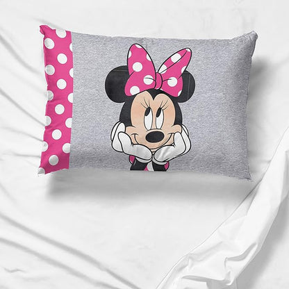 Jay Franco Disney Minnie Mouse Be Happy 1 Single Reversible Pillowcase - Double-Sided Kids Super Soft Bedding