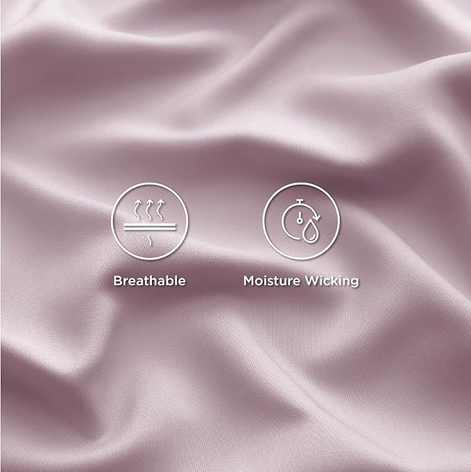 Bedsure Full Size Bed Sheets, Cooling Sheets, Rayon Derived from Bamboo, PureWoven, Breathable & Soft, Deep Pocket Up to 16 Inches, Hotel Luxury Silky Bedding for Hot Sleepers, Lavender