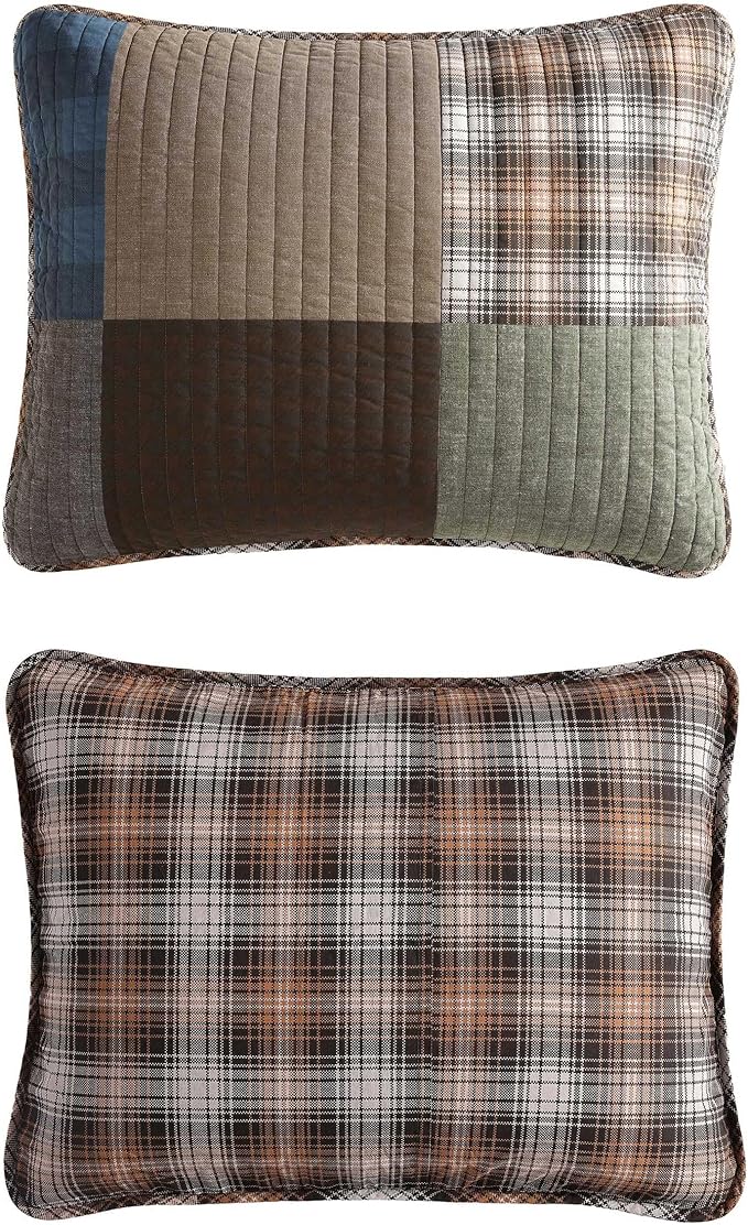 Eddie Bauer - King Quilt Set, Reversible Cotton Blend Bedding with Lightweight Feel, 3 Piece Bed Set with Matching Pillowcases (Classic Patchwork Green)