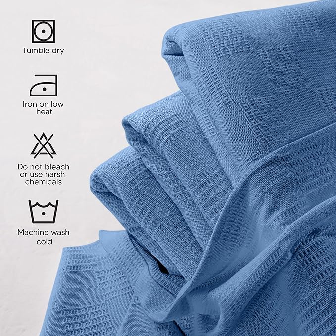 Utopia Bedding Wedgewood 100% Cotton Blanket [Twin Size - 90x72 Inch] Lightweight, Soft and Breathable Thermal Blanket for All Seasons