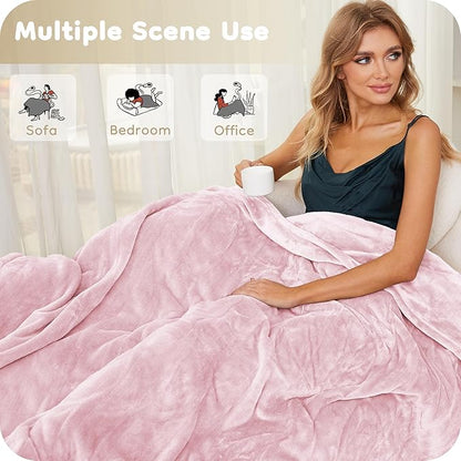 Electric Heated Blanket King Size 90"×100", Comfortable & Luxurious Flannel, 4 Heating Levels & 10 H Auto Shut Off, Light Pink