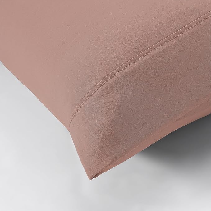 Modern Threads Soft Microfiber Solid Sheets - Luxurious Microfiber Bed Sheets - Includes Flat Sheet, Fitted Sheet with Deep Pockets, & Pillowcases Rose Queen