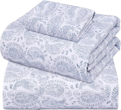 ZOYER 100% Cotton Sheets – Twin Size Percale Bedding, Cooling & Breathable, Durable with a Crisp, Soft & Comfortable Feel, 16" Deep Pocket, 3-Piece Set, Paisley Imprint