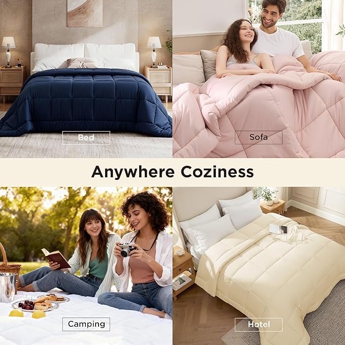 Bedsure Comforter Duvet Insert - Quilted Comforters Twin XL Size, All Season Duvet, GentleSoft Down Alternative Bedding Blanket, with 8 Tabs, Gifts for Women/Men, Red, Twin XL 92 x 68 Inches