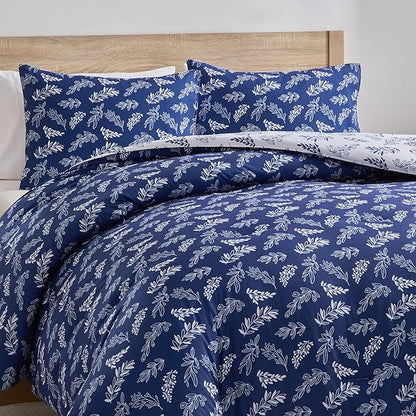 Nestl Full Size Comforter Sets - Majestic Blue Bed in a Bag Full Size, 3 Pieces Reversible Bed Set, Soft Floral Bedding Set, All Season Botanical Comforters with Pillow Shams