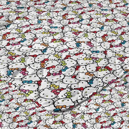 Northwest Sanrio Hello Kitty Rainbow Bows Quilted Throw, Comfy Throw, Adults Boys Girls, Soft Lightweight for Chair or Couch, 60 x 80 inches