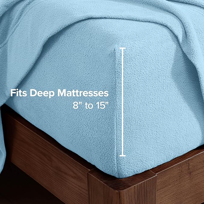 Bare Home Super Soft Fleece Sheet Set - King Size - Extra Plush Polar Fleece, No-Pilling Bed Sheets - All Season Cozy Warmth (King, Light Blue)