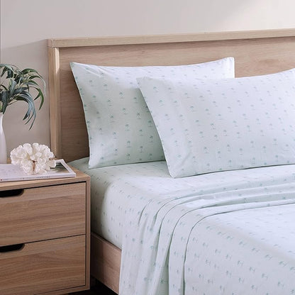 Tommy Bahama - King Sheets, Cotton Percale Bedding Set, Crisp & Cool, Stylish Bedding Set (Kaw Palms Blue, King)