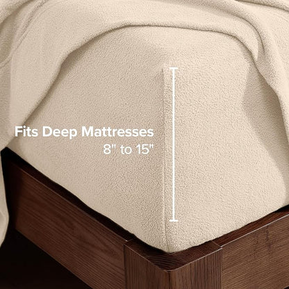 Bare Home Super Soft Fleece Sheet Set - Twin Size - Extra Plush Polar Fleece, No-Pilling Bed Sheets - All Season Cozy Warmth (Twin, Sand)