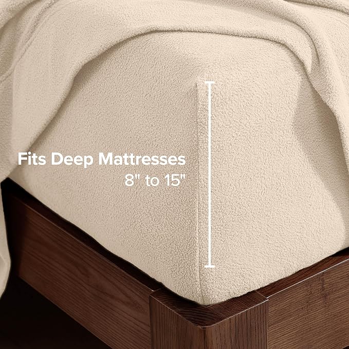 Bare Home Super Soft Fleece Sheet Set - Split Head Flex King Size - Extra Plush Polar Fleece, No-Pilling Bed Sheets - All Season Cozy Warmth (Split Head Flex King, Sand)