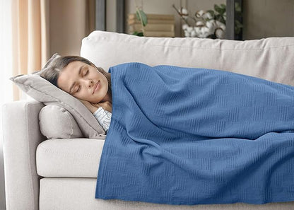 Utopia Bedding Wedgewood 100% Cotton Blanket [Twin Size - 90x72 Inch] Lightweight, Soft and Breathable Thermal Blanket for All Seasons