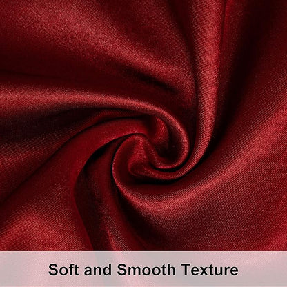 NTBAY 12 Pack Satin Standard Pillowcases for Hair and Skin, Luxurious and Silky Pillow Cases with Envelope Closure, 20 x 26 Inches, Wine Red