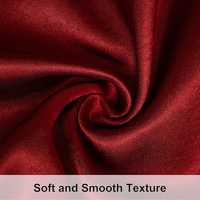 NTBAY 12 Pack Satin King Pillowcases for Hair and Skin, Luxurious and Silky Pillow Cases with Envelope Closure, 20 x 36 Inches, Wine Red