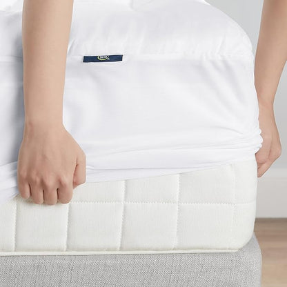 Serta ComfortSure Twin Mattress Cover, Fitted Pillow Top Mattress Pad, Super Soft and Breathable Quilted Cotton Protector with 18" Elastic Deep Pockets for Secure Fit, White