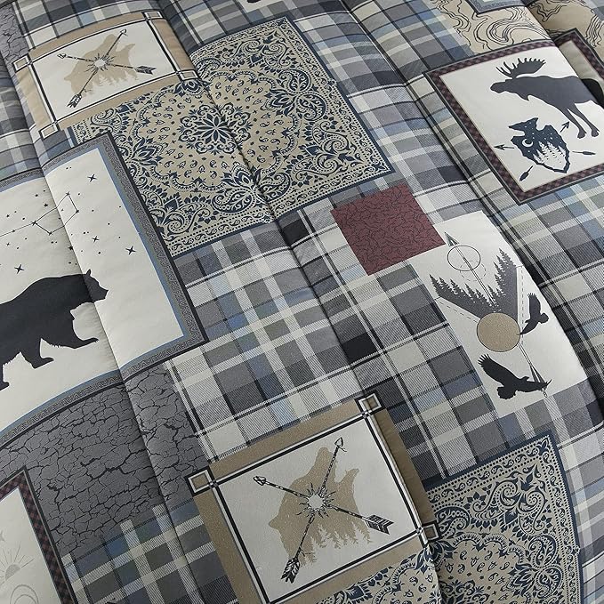 Donna Sharp King Comforter Set - 3 Piece Set - Forest Symbols - King Comforter and Two King Pillow Shams - Machine Washable