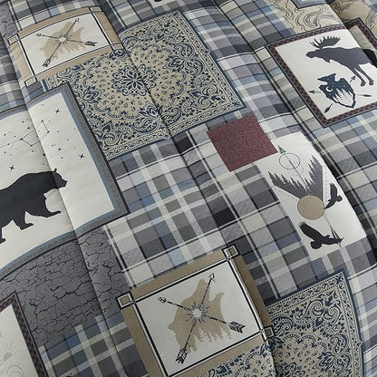 Donna Sharp King Comforter Set - 3 Piece Set - Forest Symbols - King Comforter and Two King Pillow Shams - Machine Washable
