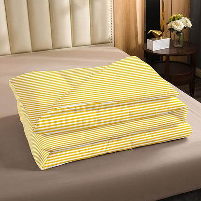 Stripe Bedding Set Yellow White Striped Comforter Set Twin Farmhouse Ticking Stripes Down Comforter Gothic Home Decor Horizontal Stripes Geometric Lines Reversible Duvet Set Kids Girls Women