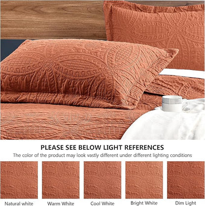 Love's cabin Oversized King Size Quilt Bedding Set Umber Bedspreads - Oversized King Lightweight Bedspread Comforter - Coin Pattern Coverlet for All Season - 3 Pieces (1 Quilt, 2 Pillow Shams)