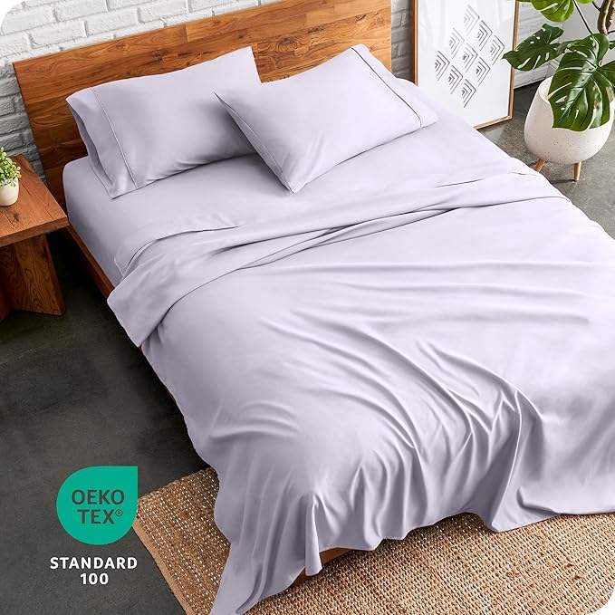 Bare Home Queen Sheet Set - 1800 Ultra-Soft Microfiber Queen Bed Sheets - Double Brushed - Deep Pockets - Easy Fit - 4 Piece Set - Bedding Sheets & Pillowcases (Queen, Light Lavender)