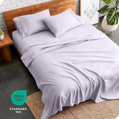 Bare Home Queen Sheet Set - 1800 Ultra-Soft Microfiber Queen Bed Sheets - Double Brushed - Deep Pockets - Easy Fit - 4 Piece Set - Bedding Sheets & Pillowcases (Queen, Light Lavender)