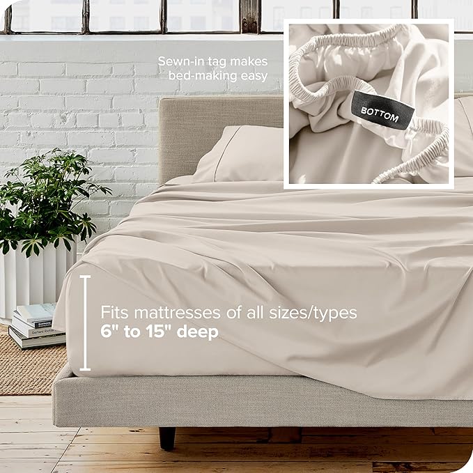 Bare Home Full XL Sheet Set - 1800 Ultra-Soft Microfiber Full Extra Long Bed Sheets - Double Brushed - Deep Pockets - Easy Fit - 4 Piece Set - Bedding Sheets & Pillowcases (Full XL, Wheat)