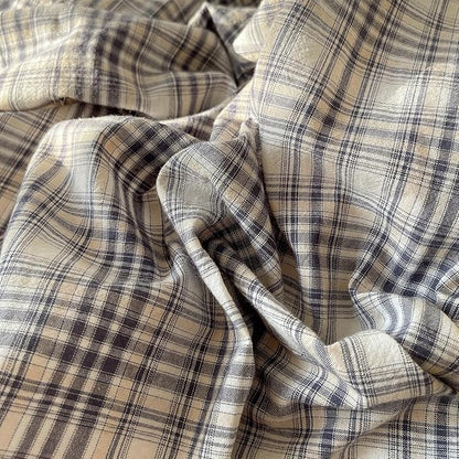 MKXI Full Modern Plaid Duvet Cover Set 3 Piece - Deep Navy Washed Cotton Bedding, Modern Farmhouse Check Design, Breathable & Vintage Linen Like Bedding Set with Zipper Closure