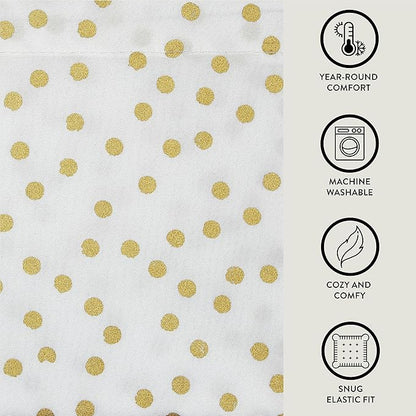 Heritage Kids Full Sheet Set (4-Piece),Gold Dot Pattern, Soft & Durable Bedding for Kids, Cozy Microfiber Sheets with Fitted, Flat Sheet & 2 Pillowcases