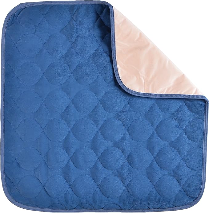 NOVA Waterproof Reusable Underpad for Chair, Seat, Furniture or Bed with Velour Soft Top Layer, Washable Incontinence Seat & Surface Overlay, Super Absorbent, 22” x 21” Size, Blue