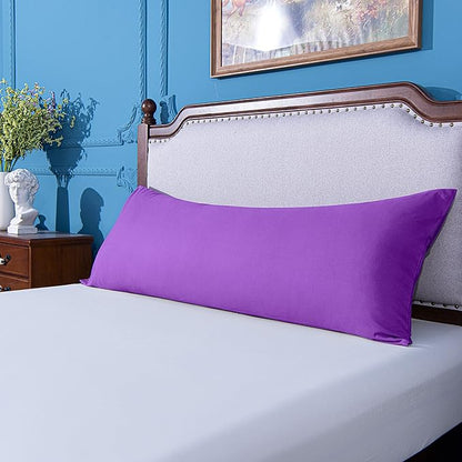 NTBAY Body Pillowcase - Brushed Microfiber 20x54 Pillowcase - Soft, Wrinkle-Free, Fade-Resistant, Stain-Resistant, Purple Body Pillow Cover with Envelope Closure - 20x54 Inches, Purple