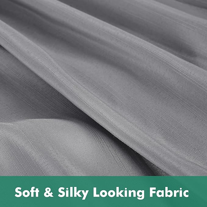 Biscaynebay Wrap Around Bed Skirts with Split Corners for King Beds 17" Drop, Silver Grey Elastic Dust Ruffles Adjustable Easy Fit Wrinkle & Fade Resistant Silky Luxurious Fabric Machine Washable