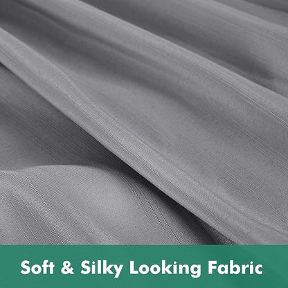Biscaynebay Wrap Around Bed Skirts with Split Corners for Queen Beds 18" Drop, Silver Grey Adjustable Elastic Dust Ruffles Easy Fit Wrinkle Resistant Silky Luxurious Fabric Machine Washable