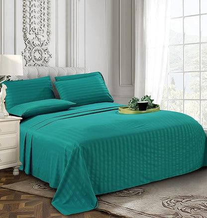 Elegant Comfort Best, Softest, Coziest 6-Piece Sheet Sets! - 1500 Premier Hotel Quality Luxurious Wrinkle Resistant 6-Piece Damask Stripe Bed Sheet Set, California King Turquoise