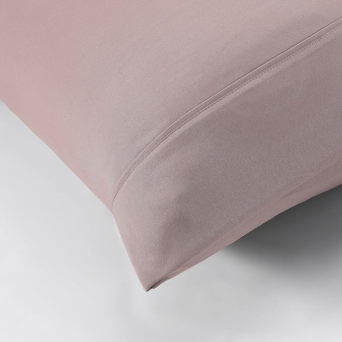 Modern Threads Soft Microfiber Solid Sheets - Luxurious Microfiber Bed Sheets - Includes Flat Sheet, Fitted Sheet with Deep Pockets, & Pillowcases Cameo Rose California King