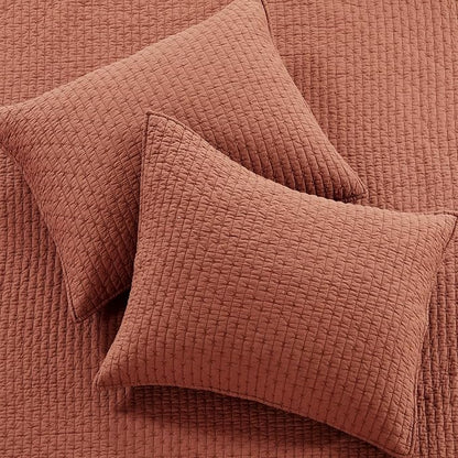 Levtex Home Cross Stitch Reversible Twin XL/Twin Quilt Set (68x86in) with 1 Pillow Sham (26x20in) - Stitch Texture - Adobe - 100% Cotton Twin Size Quilt Bedding Set - Lightweight, Soft, Pre-Washed