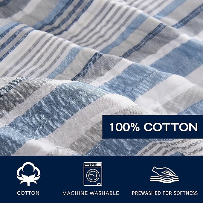 Nautica - King Quilt Set, Soft & Breathable Cotton Bedding with Medium Weight Feel, Reversible 3 Piece Bed Set with Matching Pillowcase (Jettison Grey)