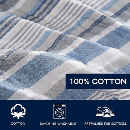 Nautica - Twin Quilt Set, Soft & Breathable Cotton Bedding with Medium Weight Feel, Reversible 2 Piece Bed Set with Matching Pillowcase (Jettison Grey)